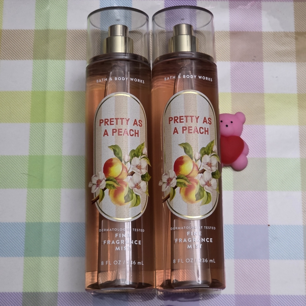 Bath & Body Works Pretty as a Peach Fine Fragrance Body Mist Set of 2 NEW Rare